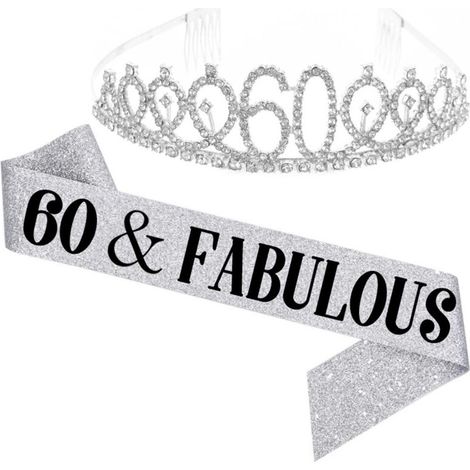 Ensemble couronne et bandoulière pour fête d'anniversaire (10, 13, 18, 21, 30, 40, 50, 60, 70, 80 ans) (1/5)