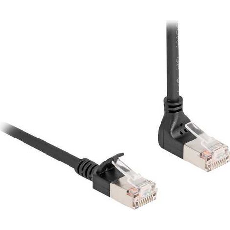 Patchkabel RJ-45 Cat.6a S/FTP, Slim 90° gewinkelt Verwendung:  Verbinden eines Notebooks avec einem Switch oder Router (1/4)