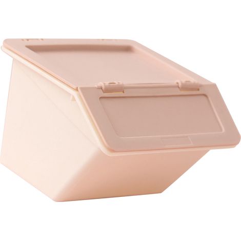 Mini boîte de rangement de bureau en plastique empilable, organisateur de bureau mignon avec couvercle rabattable pour bijoux stationnaires rose (1/5)