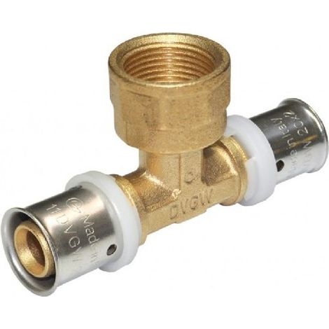Raccordo tee femmina diam.3/4x26 a pressare per multistrato (1/3)