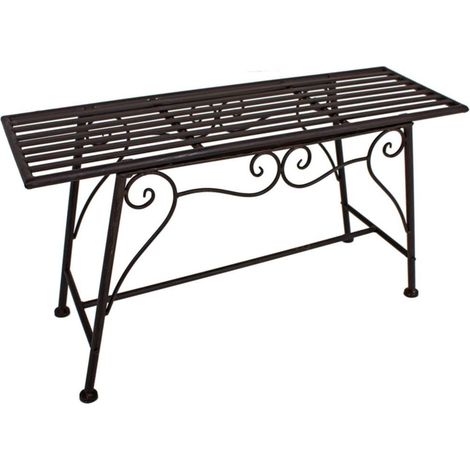 Gartenbank Metall Gartenbank ohne Lehne Outdoor Sitzbank Garten Blumenbank, Rost Optik, max. 200 kg, LxBxH 83x27x45 cm