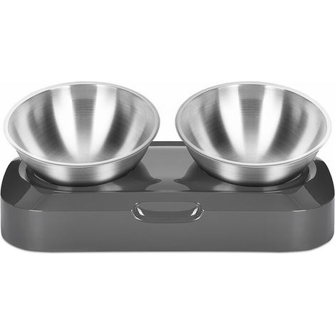 Gamelle double paroi en acier inoxydable pour chats et chiens, rebord de 5.11inch, adaptée pour nourrir chats et chiens, antidérapante et anti-déversement.