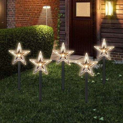 Étoile LED - Étanche IP65 - Blanc Chaud - Pour Jardin Terrasse Extérieur - Lot de 5