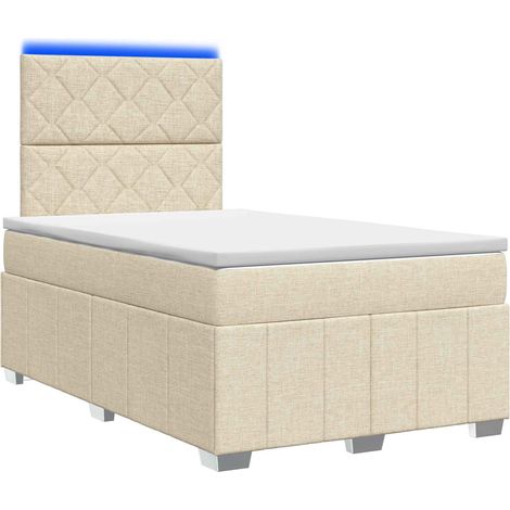 Letto Box Spring LED con Materasso Crema 120 x 190 cm Tessuto vidaXL (1/5)