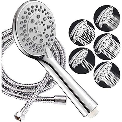 Large shower head, Bathroom hand showers, Anti-limescale shower head, 175 cm stainless steel flexible hose (1/5)