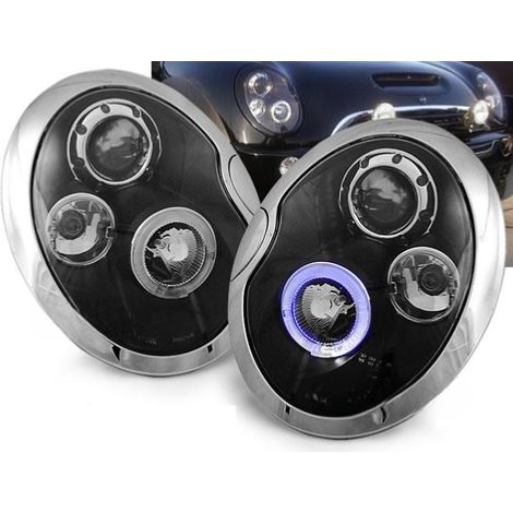 Paire de feux phares Mini Cooper 01-04 angel eyes noir-27361560