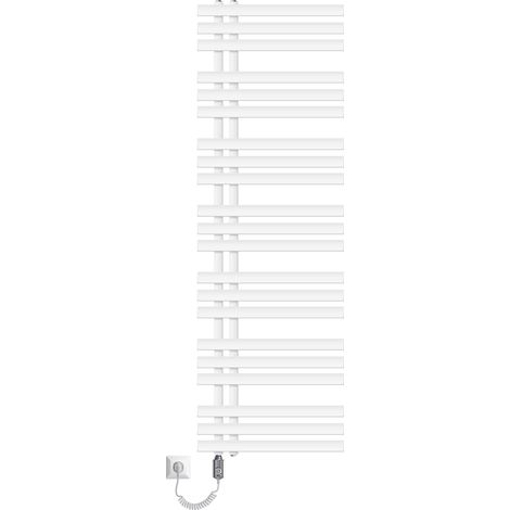 ECD Germany Radiateur de Salle de Bain Design Iron EM Electrique avec Résistance 1200W - 500 x 1600 mm - Blanc - Radiateur Panneau Sèche-Serviettes Mural Chauffage Maison