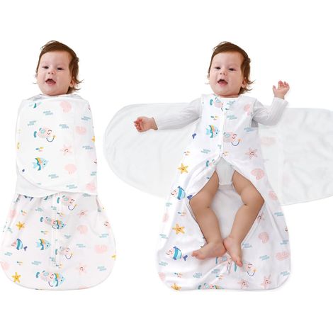 Gigoteuse Bébé 1 Tog Turbulette 0-12 Mois 100% Coton, Gigoteuse Emmaillotage Réglable pour Chambre Bébé, Couverture de Nuit Multicolore (1/5)