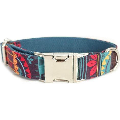 Collier pour Chien en Nylon réglable personnalisé avec Fleur pour Chien, Cadeau créatif de Style National Maya pour Animal de Compagnie - Convient pour Les Grands Moyens et Petits Chiens 42-48CM (1/5)