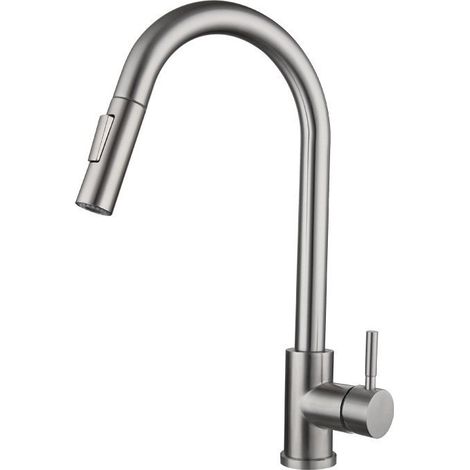 Küchenarmatur Einhebel Hochbogen ausziehbar Brause 2 Strahlarten Edelstahl