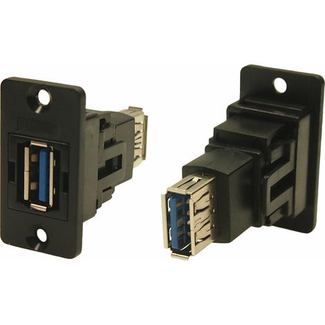 Connecteur USB USB 3.0 A to A Femelle vers Femelle RS PRO 2 ports, Montage panneau, Droit ( Prix pour 1 )