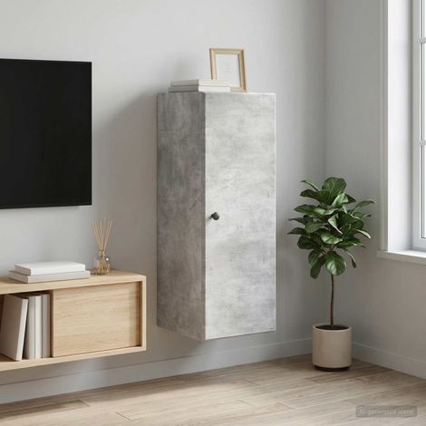 vidaXL Mobiletto a muro Grigio Cemento 33 x 34,5 x 90 cm (1/5)