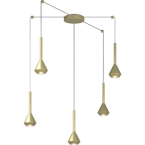 Lampadario Moderno Aygo Metallo Ottone 5 Luci Gu10