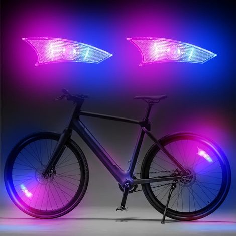 4 luci per ruote di bicicletta, luci a LED per ruote di bicicletta con 2 modalità lampeggianti, luci a raggi per pneumatici al neon a LED impermeabili, luci per ruote di bicicletta