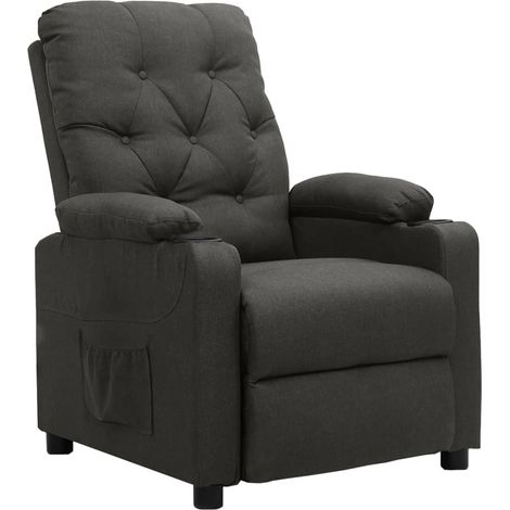 Fauteuil inclinable,Fauteuil Salon,Chaise Loisir et ReposSiège Gris foncé Tissu FNNF218746 (1/5)