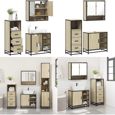 vidaXL Ensemble de meubles de salle de bain 3 pcs chêne sonoma (1/5)