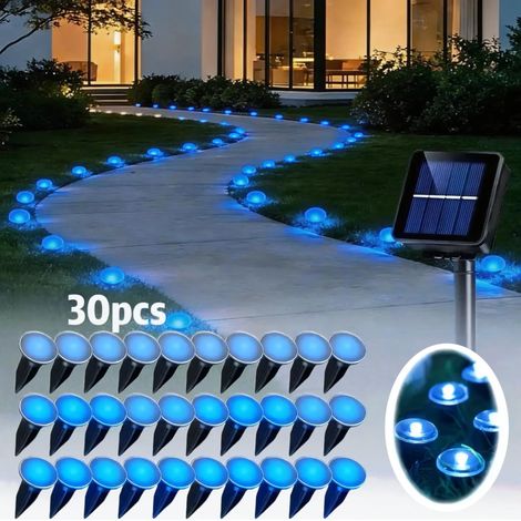 7,8 m lange, solarbetriebene LED-Gartenleuchte, 30 LEDs, dekorative Außenleuchte, IP65 wasserdicht, für die Gartendekoration – Blau
