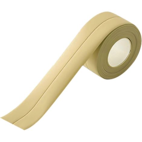 Bande de calfeutrage unie de 3,2 m, résistante à l'humidité, bonne adhérence, en PVC auto-adhésif, pour salle de bain, beige (1/4)