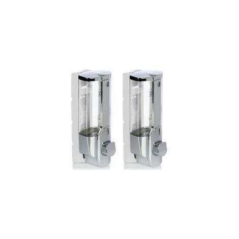 Houhence – Dispensador de jabón mural con 2 dispensadores recargables – Capacidad de 380 ml – Dimensiones 19 x 8,5 x 7,5 cm – Para gel de ducha y champú – Crezuo (1/4)