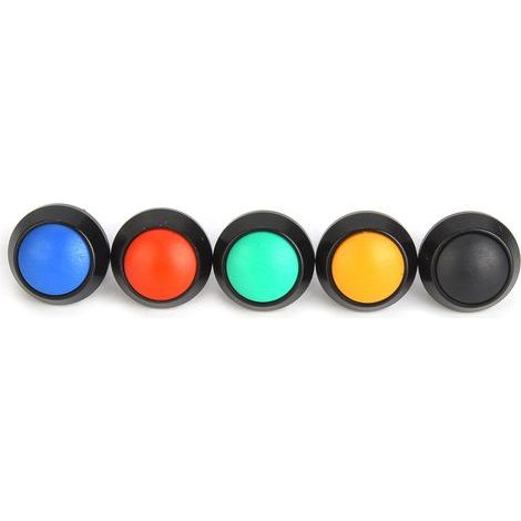 IP65-Metall-Druckknopf-Resetschalter, 12 mm, 3 A/250 V AC, mit Muttern (rot, grün, gelb, blau, schwarz), 5 Stück (1/5)
