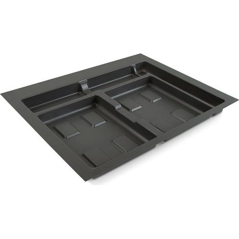 emuca base para contenedores de cajón cocina recycle, 2 huecos, módulo 700mm, plástico gris antracita