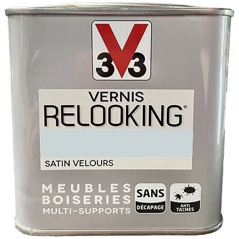 V33 – Vernis pour meuble gris galet satin velours 1 L – Application sur tous supports – Finition durable pour décoration intérieure (1/3)