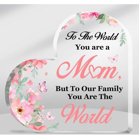 Plaque en acrylique cœur à poser, décoration souvenir pour papa maman sœur ou famille(15 cm) (1/4)