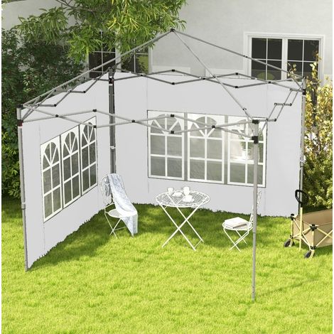 Lot de 2 parois latérales pour tonnelle 3x3/3x4 m avec fenêtre, imperméables, blanches (1/5)