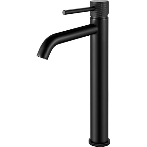 Waschtischarmatur, hohe schwarze Waschtischarmatur, moderne Einhebel-Waschtischarmatur, runde Waschtischarmatur mit 290 mm Auslaufhöhe (1/5)