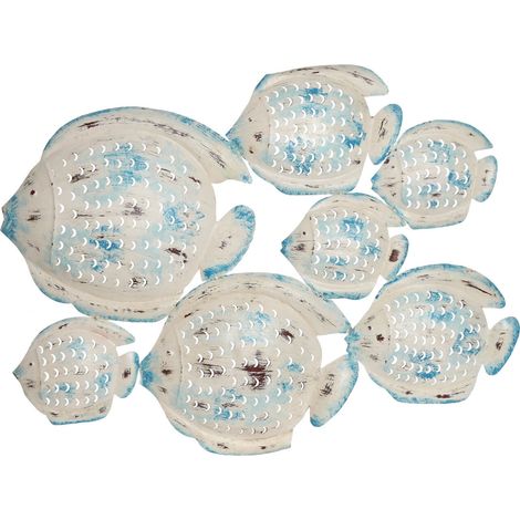 Decoracion Pared Metal 91X10X70 Plateado Azul (1/4)