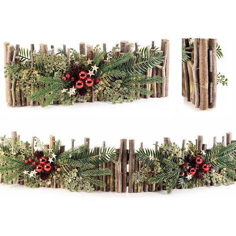 Staccionata Natalizia in Legno Decorazione Sotto Albero, per Presepe, Vetrine (1/4)