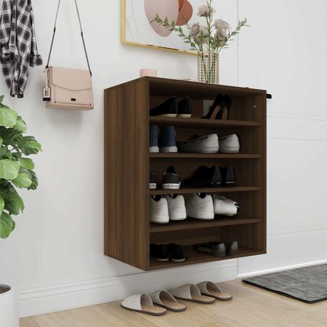 Meuble à Chaussures Armoire à chaussures Meuble d'entrée Chêne marron 60x35x70 cm Bois d'ingénierie 87550 (1/5)