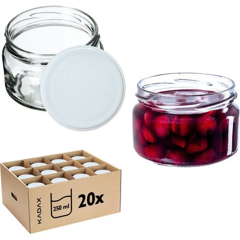 KADAX 20er-Set kleine Marmeladengläser mit Deckel - 250 ml - luftdicht - zum Verschenken - für Honig