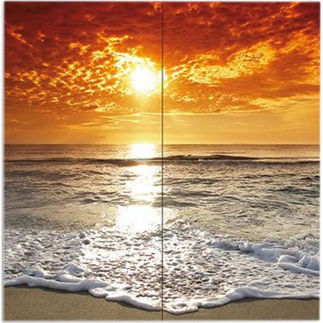 Lupia - Quadro moderno grande su tela WALL 160x160 cm PAESAGGI L'IMMENSO tramonto, set 4 pz tele 80x80 cm per soggiorno camera da letto (1/4)