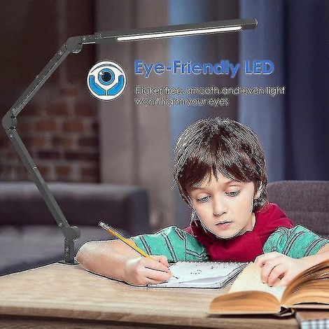 Lampe de bureau LED à température réglable, noire, à pince, commande tactile, 9 W (prise) (1/4)