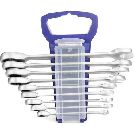 Ensemble de clés à cliquet 9pcs entièrement poli traités chaleur haute dureté des fixes durables pour le vélo Motorcycle voiture outils maintenance camions - (1/5)