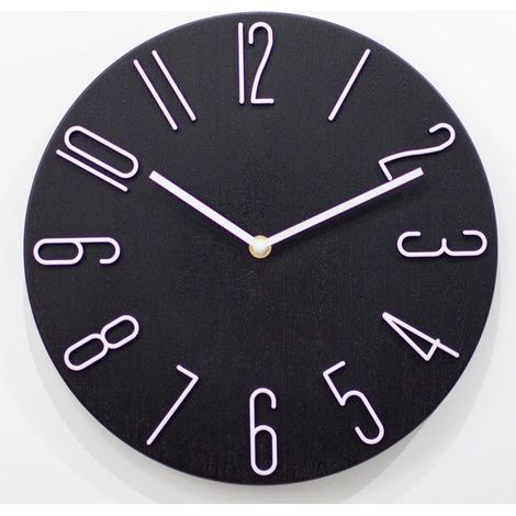 Horloge murale 30 cm,horloge de salon design,horloge murale silencieuse à quartz,décoration murale moderne,Noir b (1/4)