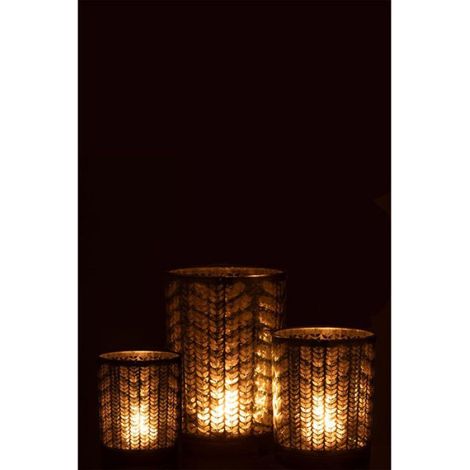 Photophore Design en Verre "Chevrons" 18cm Vert (1/5)