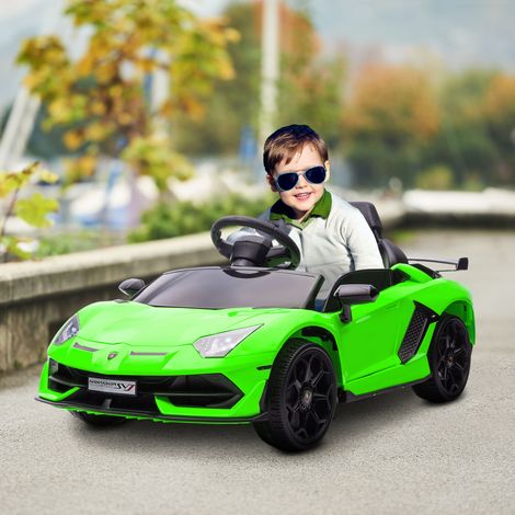 Voiture électrique 12V 2 moteurs - 3-5 km/h - télécommande 2.4G - phares/klaxon/musique - suspension - vert