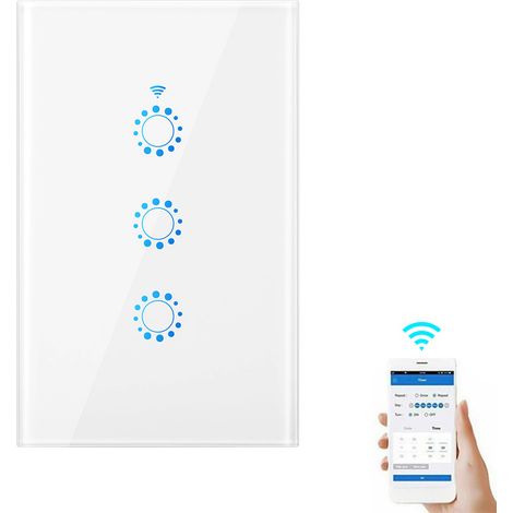 Intelligenter WLAN-Lichtschalter mit Sprach-, Fernbedienungs- und Touch-Steuerung, kompatibel mit Alexa, Zeitplan-, Timer- und Countdown-Funktion. Benötigt Neutralleiter. Kein Hub erforderlich. 95–250 (1/5)