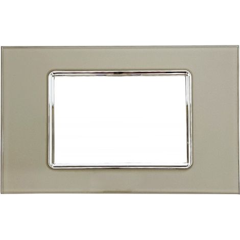 Placca Interruttore 3 Moduli Compatibile Matix Copripresa Vetro Avorio C4803 VDA (1/3)