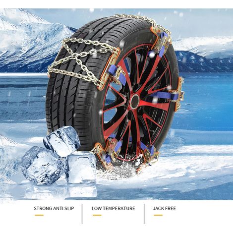 2 chaînes à neige renforcées, TPU et acier, pour pneus 165-255 mm, antidérapantes, stabilité double adhérence, usage glace/neige/boue (1/5)