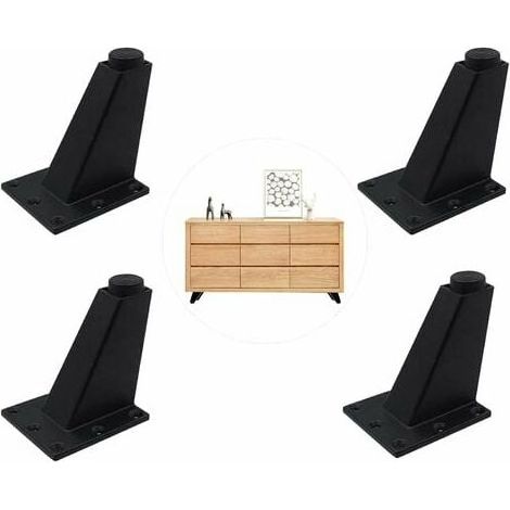 4 Pieces Black Adjustable Furniture Feet, Aluminum Alloy Furniture Legs, Triangular Adjustable Legs Kitchen, for Cabinet, Sofa, Coffee Table, TV Cabinet and Other Furniture (1/5)