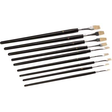 KOTARBAU Jeu de 9 pinceaux plats pour peinture avec peintures et vernis (1/5)
