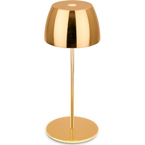 Briloner Serina Mini lampe de table LED sans fil IP44, à intensité variable, tactile, anti-éclaboussures, sans fil, couleur or, Ø8 x 20 cm (1/5)