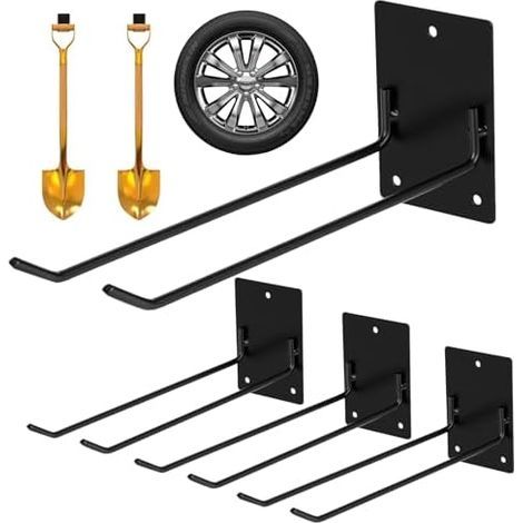 Lot de 4 crochets garage - Porte-outils mural pour organisateur d'outils Cintre robuste Pour outils jardin Longueur : 25 cm Charge maximale 80 kg (1/5)