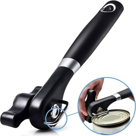 Apriscatole sicuro. Apre senza spigoli vivi. Richiudibile. Acciaio inossidabile. Silicone. Apriscatole e apribottiglie multiuso. Utensile da cucina. Ergonomico e pratico. (1/5)