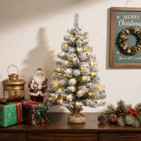vidaXL Mini Árbol de Navidad 45 cm 25 LED Blanco Cálido PVC Blanco (1/5)