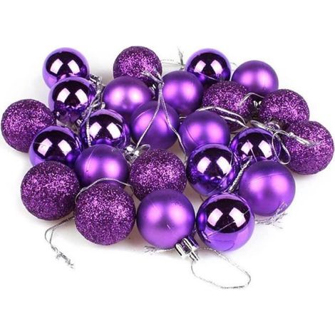 Boule de décoration - - 24pcs - Violet - 3cm - Plastique - Noël (1/5)