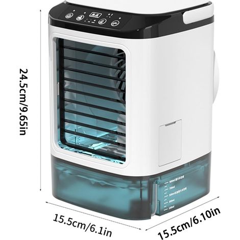 Climatiseur portable, refroidisseur d'air refroidi à l'eau, alimenté par USB, trois vitesses, veilleuse LED colorée pour la (1/4)